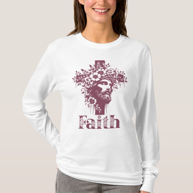 T-shirt Croix de foi Graphique, Floral Christian (Devant)