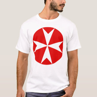T-shirt Croix de Malte v2 (blanc sur rouge)