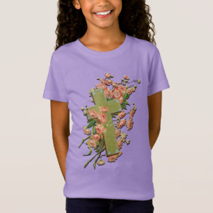 T-Shirt Croix de Pâques avec Fleurs roses Lilac Girls Chem