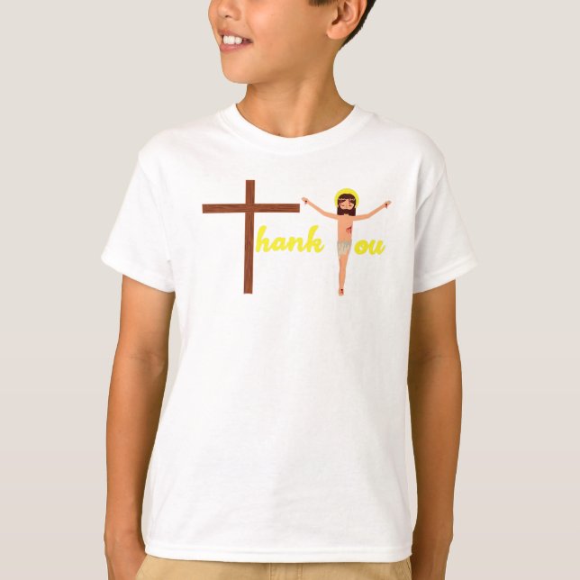 T-shirt Croix de Pâques catholique Merci (Devant)