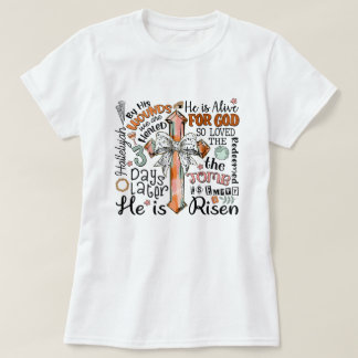 T-shirt Croix de Pâques chrétienne Il est ressuscité