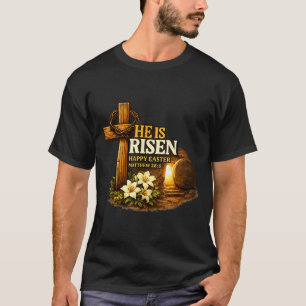 T-shirt croix de pâques il est ressuscité jésus hommes fem
