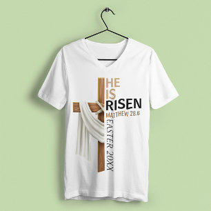 T-shirt Croix de Pâques vintage personnalisée Il est ressu