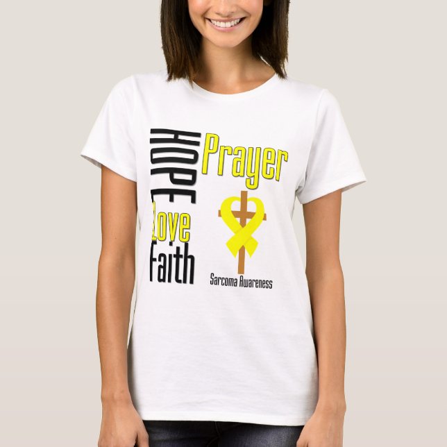 T-shirt Croix de prière de foi d'amour d'espoir de sarcome (Devant)