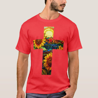 T-shirt Croix de verre tendu de tournesol
