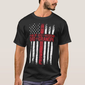 T-shirt Croix Drapeau Américain Homme de Dieu Mari Papa