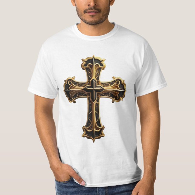 T-shirt Croix du Christ doré (Devant)