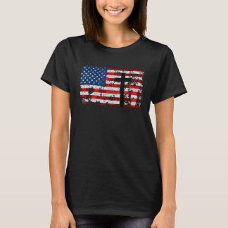 T-shirt Croix du Christ drapeau américain américain en dét