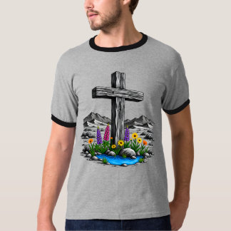 T-shirt Croix en bois dans l'eau vive du désert