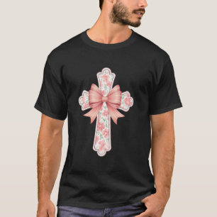 T-shirt Croix florale avec ruban Foi chrétienne Pâques Pri