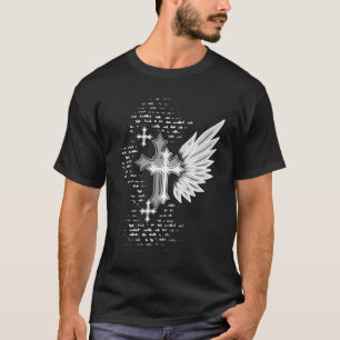 T-shirt Croix gothique avec ailes Alt Emo Grunge