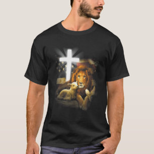 T-shirt Croix Lion Et Agneau Jésus Christ