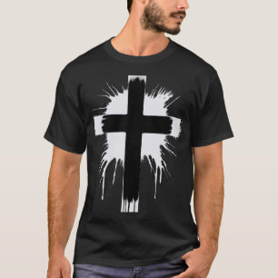 T-shirt Croix noire en gras avec éclat