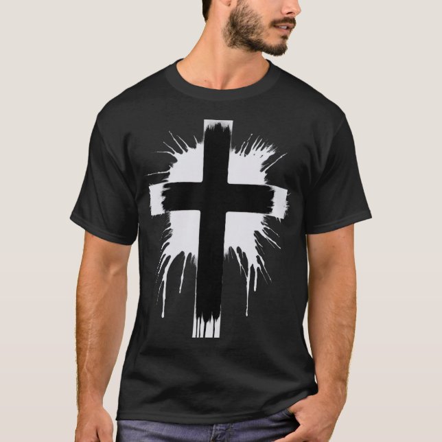 T-shirt Croix noire en gras avec éclat (Devant)