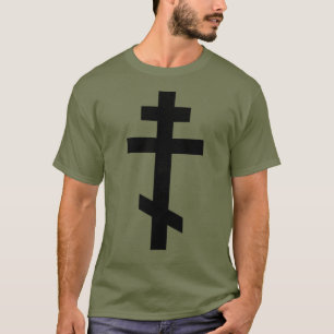 T-shirt Croix orthodoxe noire. Kaki