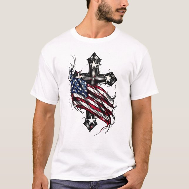 T-shirt Croix patriotique américaine (Devant)