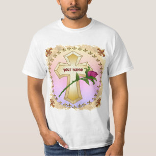 T-shirt Croix Rose chrétienne personnalisée
