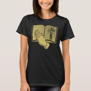 T-shirt Croix vintage De Jésus Ouvre La Bible Et Prête Mai