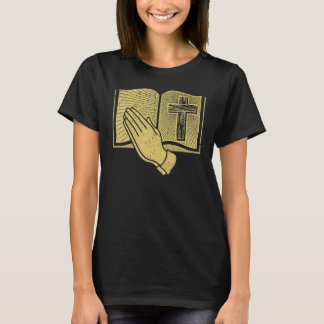 T-shirt Croix vintage De Jésus Ouvre La Bible Et Prête Mai