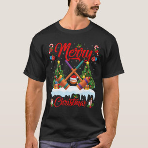 T-shirt Croquet Lover Xmas Éclairage Santa Chapeau Croquet