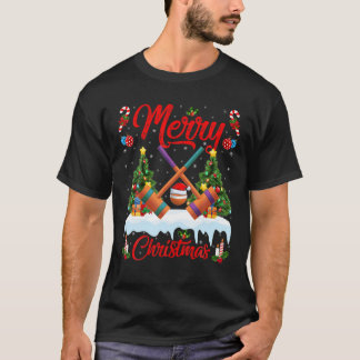 T-shirt Croquet Lover Xmas Éclairage Santa Chapeau Croquet