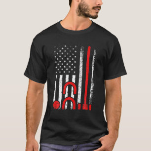 T-shirt Croquet Set Lover Drapeau Rétro Américain Croquet 