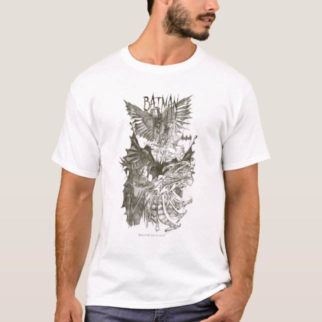 T-shirt Croquis au crayon de novice de Batman (Devant)