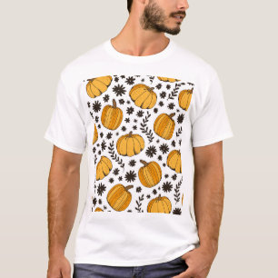 T-shirt Croquis citrouilles : motif sans couture dessiné à
