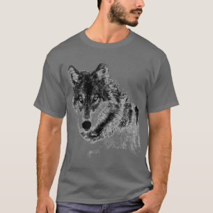 T-shirt Croquis de loup gris