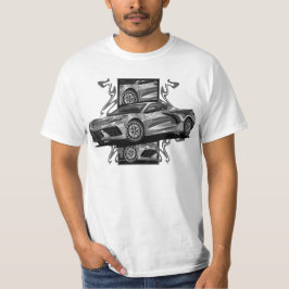 T-shirt Croquis de voiture de course simple