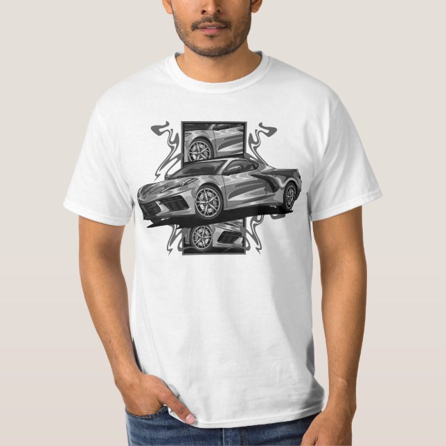 T-shirt Croquis de voiture de course simple (Devant)