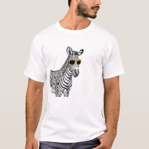 T-shirt Croquis de zèbre cool mignon et drôle avec lunet