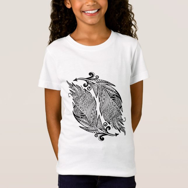 T-Shirt Croquis inspiré des plumes (Devant)