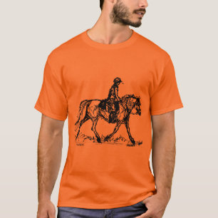 T-shirt Croquis simple de cheval de résistance