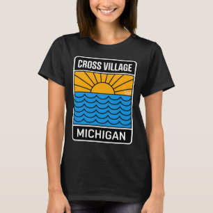 T-shirt Cross Village Michigan - Enseigne Rétro du Coucher