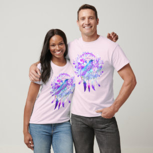 T-shirt Crow Dreamcatcher Blue Purple Floral