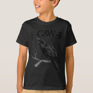 T-shirt Crow Noir Femme, F-caw-f Funny Black Bird Col V