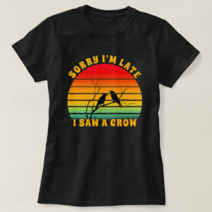 T-shirt Crow Silhouette Retro Sunset Circle Désolé je suis