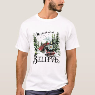 T-shirt Croyez au Train de Noël Vapeur de vacances vinta