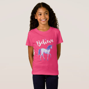 T-Shirt Croyez avec Unicorn dans les aquarelles pastel