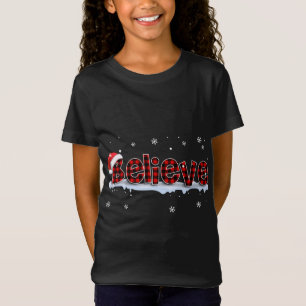 T-Shirt Croyez Buffalo Plaid Père Noël Snowflake Noël