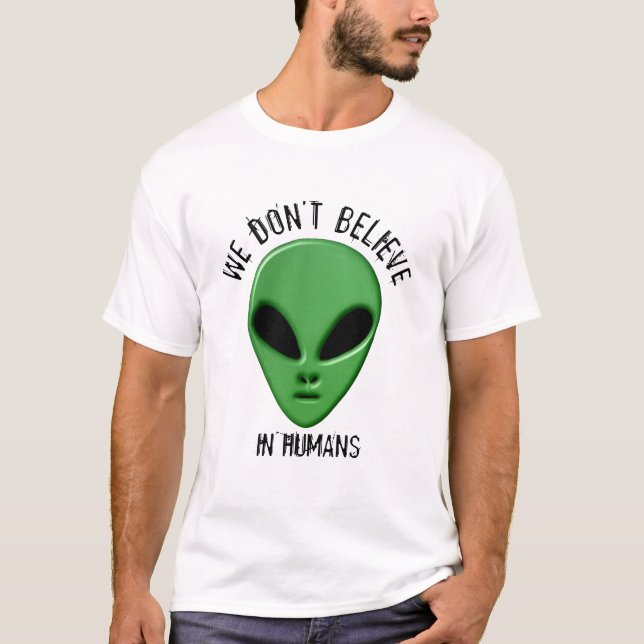 T-shirt croyez chez l'homme la conception verte de geek (Devant)