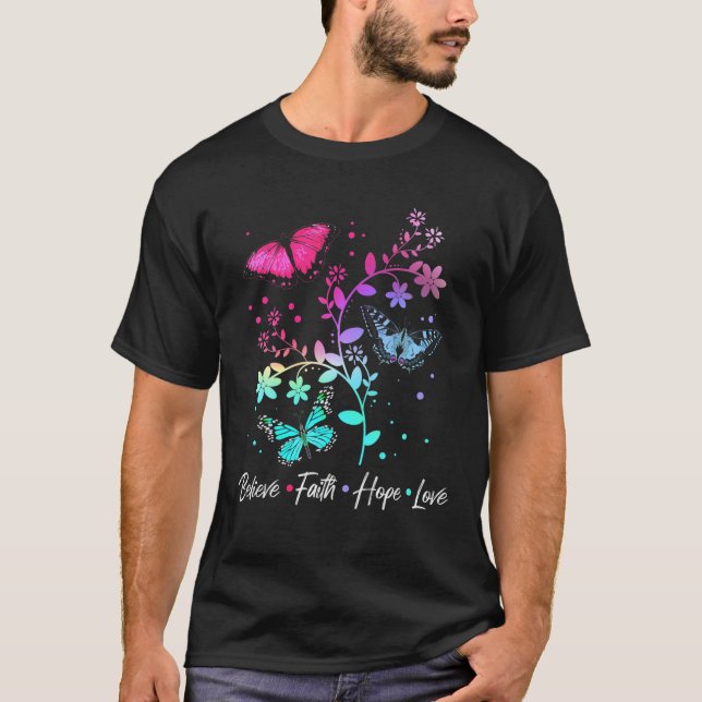 T-shirt Croyez la foi Hope Love Butterfly (Devant)