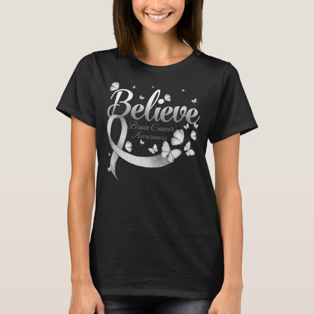 T-shirt Croyez le papillon CANCER DU CERVEAU (Devant)