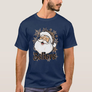 T-shirt Croyez Leopard Santa Claus Santa Hat Christmas Pa