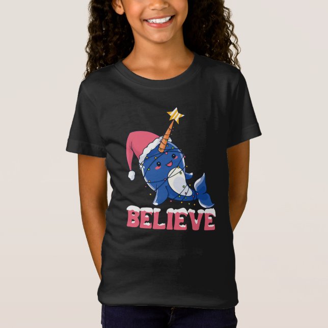 T-Shirt Croyez Narwhal Noël Fée Lumières (Devant)