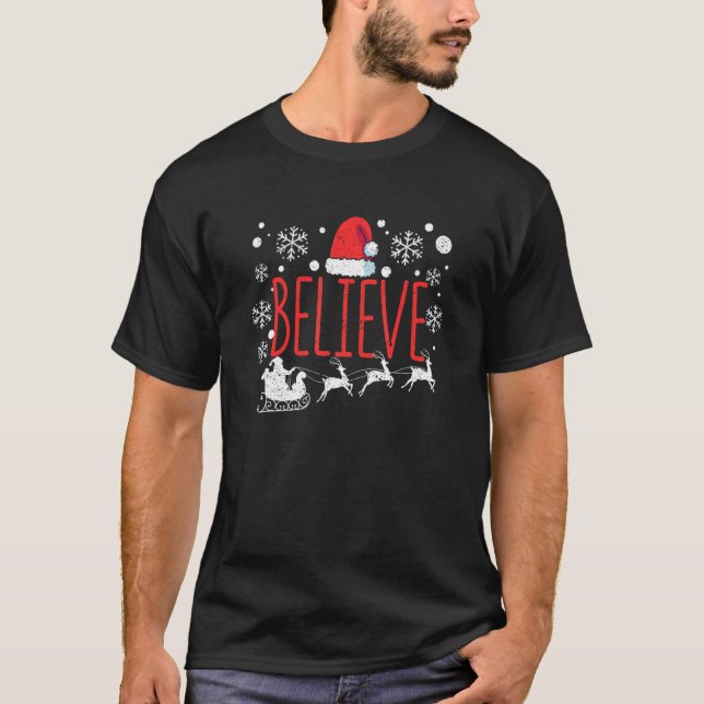 T-shirt Croyez Noël Père Noël Casquette Christian PJs Xm (Devant)