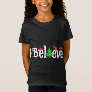 T-Shirt Croyez Noël Reindeer Père Noël Tree Fun Matching