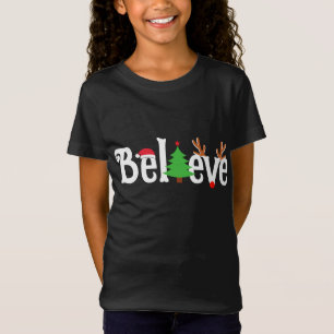 T-Shirt Croyez Noël Reindeer Père Noël Tree Fun Matching