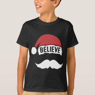 T-shirt Croyez Père Noël Casquette Blanc Moustache Famille